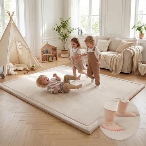 Vista 49 de Huloo Sleep - Tapete de juego para la habitación de bebés y niños pequeños, anticaídas, de espuma elástica de 1.3" de grosor, 28" x 72", terciopelo