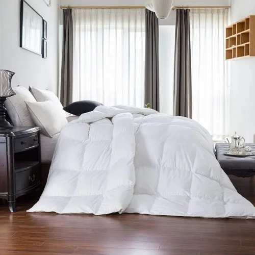Vista 2 de 1000 hilos Full- Queen Size Siberiano Ganso alternativa Comforter Solid Color Blanco, 100% algodón egipcio 750 FP, 50oz