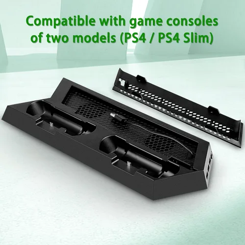 Vista 3 de OSTENT Dual Motors Cooling Fan Radiator Charger Station USB Hub Vertical Stand for Sony PS4Slim Console