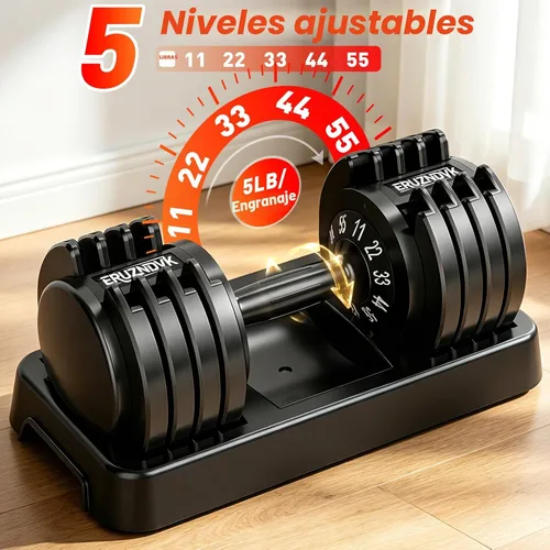 Vista 2 de 25/55lb Pair Adjustable Dumbbell Set, Adjustable Dumbbells Set of 2, 5 in 1/10 in 1 Free Weights Dumbbells Set with Anti-Slip Texture Handle