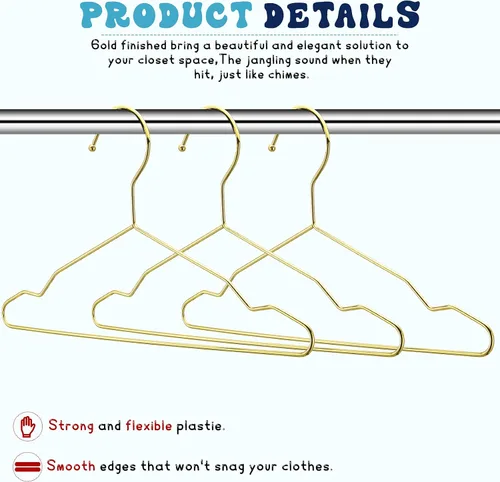 Vista 5 de Jetec 36 perchas doradas de 12 pulgadas para niños, perchas de metal fuerte para el armario de los niños, para ahorrar espacio, colgar abrigos