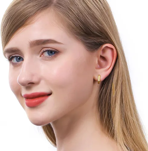 Vista 5 de ToHeart Aretes de aro de oro de 14 quilates, aretes de aro de oro, Plata Cobre, No es una piedra preciosa