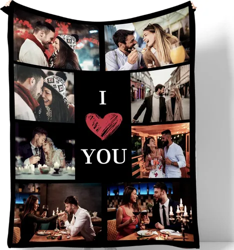 Vista 38 de D-Story Manta personalizada con foto, entrega al día siguiente, hecha en EUA, Manta de collage personalizada, haz una manta personalizada