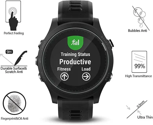 Vista 2 de Paquete de 4 protectores de pantalla de vidrio templado para Garmin Forerunner 935, [0.01 in 2.5D High Definition 9H] Premium Clear Protector