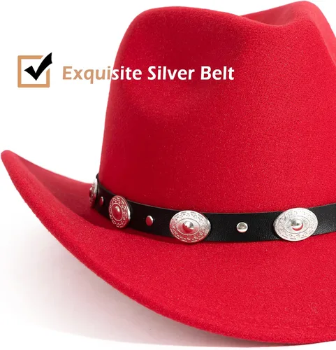Vista 3 de Lisianthus Sombrero vaquero occidental de ala ancha de fieltro para hombre y mujer