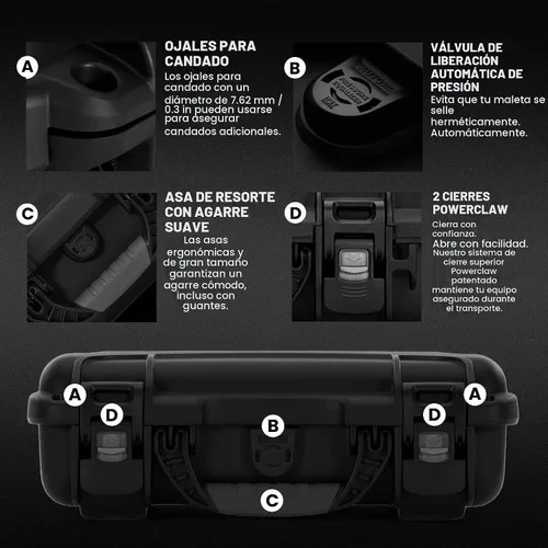 Vista 5 de NANUK 909 - Funda rígida de viaje con espuma en cubos personalizable, funda impermeable para cámara, 12.6 x 9 x 4.4 pulgadas, ligera, con cerradura