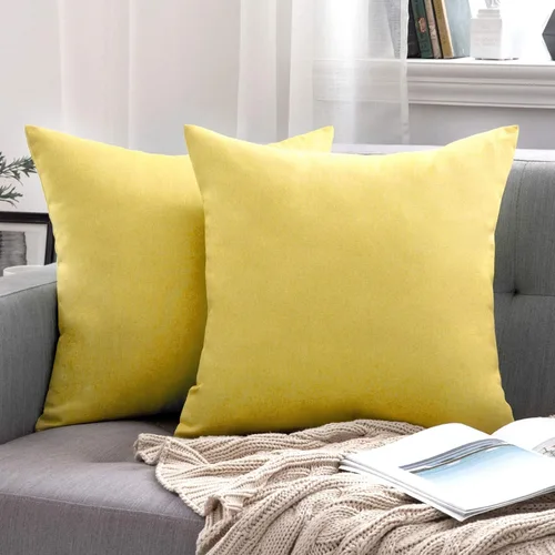 Vista 101 de MIULEE Paquete de 2 fundas decorativas para almohadas de exterior, sólidas, impermeables, de lino sintético, estilo granja de jardín, fundas de Óxido