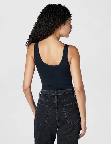Vista 3 de Yummie Body de algodón sin costuras con espalda completa para mujer Negro