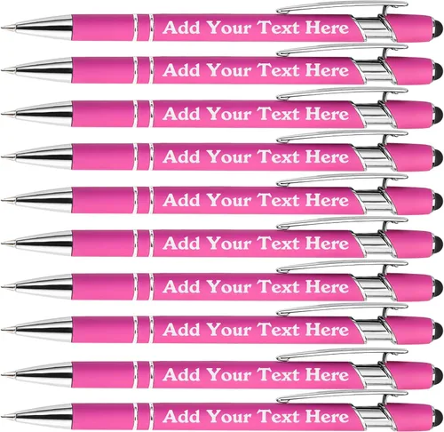 Vista 60 de Bolígrafos personalizados a granel grabados personalizados con punta de lápiz capacitivo, bolígrafos personalizados de tinta negra, regalos