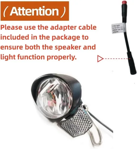 Vista 2 de Faro eléctrico para bicicleta de noche, luz delantera LED, adecuada para 24 V, 36 V, 48 V, controlador de batería, impermeable, conector macho de 2
