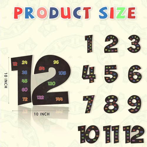 Vista 2 de Colarr Multiplicación de carteles de matemáticas múltiples 1-12, negro Decoración de pared de aula para escuela primaria, tablas de tiempos 1-12