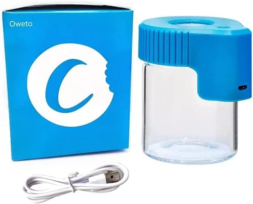 Vista 12 de Tarro de almacenamiento de vidrio transparente con sello LED, botella de vidrio ornamental con luz y aumento (Negro)