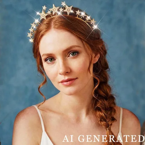 Vista 7 de Fashey Diadema de estrella plateada con halo de estrellas, accesorios para el cabello para mujer (dorado)