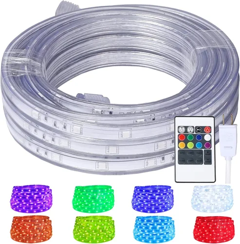 Vista 11 de Tira de luces LED blancas frías de 16.4 pies, 5000 K, para exteriores, 120 V IP65, plana Luz diurna