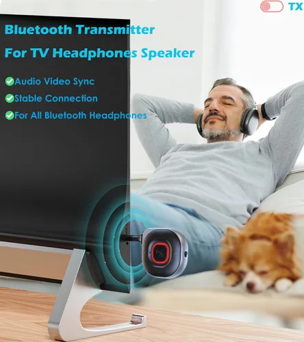 Vista 4 de KAIY Adaptador receptor transmisor Bluetooth 5.3, adaptador AUX Bluetooth para música de coche/llamadas manos libres, transmisor Bluetooth