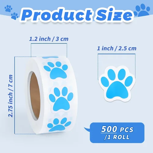 Vista 16 de 500 calcomanías coloridas con estampado de patas, calcomanías autoadhesivas de pata de perro de 1 pulgada 6 Colors for Kids Crafts, Student