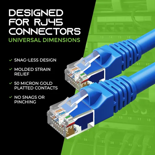 Vista 7 de GearIT Paquete de 20 cables de conexión Ethernet Cat5e de 7 pies, cable de red LAN RJ45 sin enganches, color azul