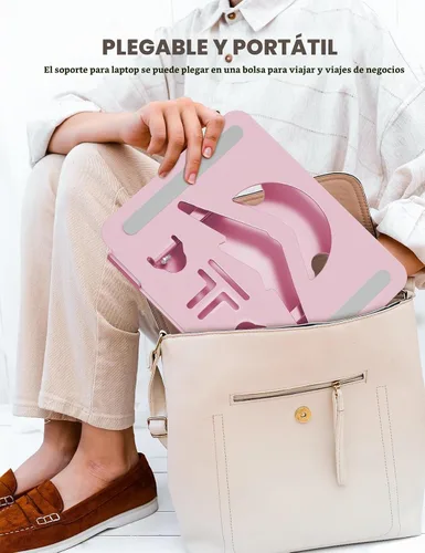 Vista 7 de Soporte para computadora portátil en forma de Z para escritorio Rosa Puce.
