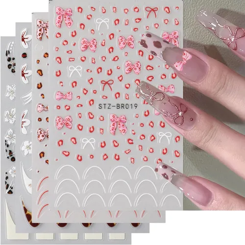Vista 13 de 6 hojas de calcomanías de arte de uñas de animales autoadhesivas 3D, diseño de letras de gato, divertidas calcomanías de uñas para primavera
