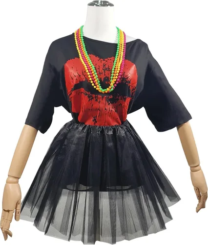 Vista 3 de HMOOZS Disfraces de los años 80 para mujeres adultas, traje de los años 80 para mujer, disfraz de talla grande de los 80, camiseta tutú