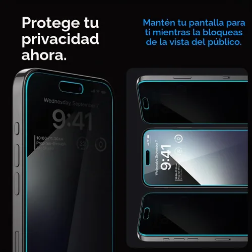 Vista 4 de Spigen GlasTR EZ FIT - Protector de pantalla de privacidad para iPhone 15 Pro Max 9H+ Tempered glass, Scratch resistance, Micro-louver Privacy
