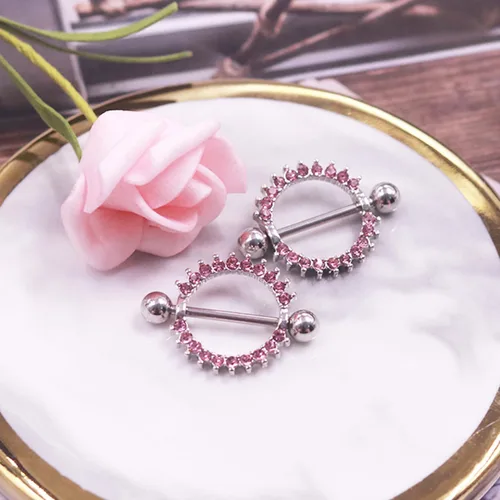 Vista 5 de BODY16G CZCZ 3 pares de anillos de pezón de acero inoxidable 316L de 14G, 3 pares de anillos de pezón de circonita cúbica para pezón, joyería