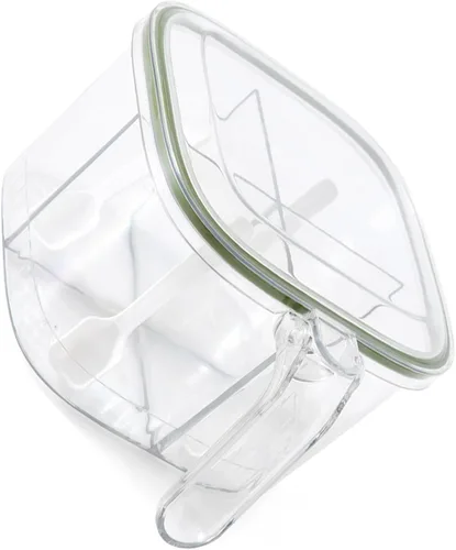 Vista 8 de TOPINCN Caja de condimentos con 4 compartimentos con tapa y 4 cucharas de servir, recipiente transparente para condimentos, contenedor de cocina