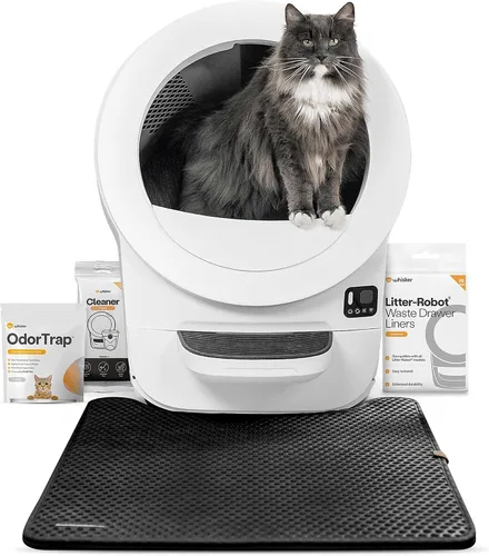 Vista 13 de Whisker Litter-Robot EVO Bundle - Caja de arena automática para gatos autolimpiante, diseño compacto que ahorra espacio, control avanzado de olores