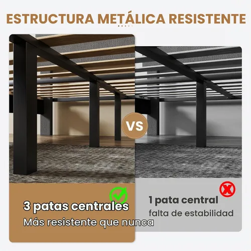 Vista 5 de SHA CERLIN - Base de cama con plataforma de tamaño completo con cabecera ajustable y soporte de listones de madera, base de colchón tapizada