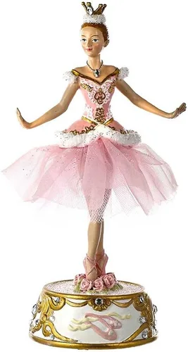 Vista 2 de Kurt Adler T2274 - Figura de bailarina rosa de 10 pulgadas con base musical