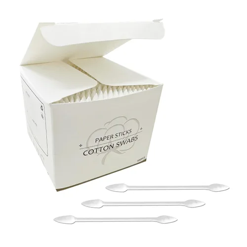 Vista 7 de Hisopos de algodón grueso con palo de papel con punta de precisión y aplanada, 375 piezas, excelentes herramientas de belleza para maquillaje eficaz