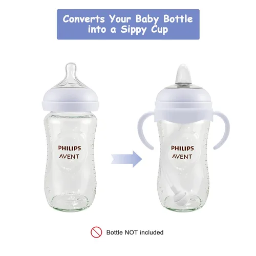 Vista 3 de Kit de conversión de vasos para biberones naturales Philips Avent, kit de transición para niños pequeños con boquilla superior de popote de silicona