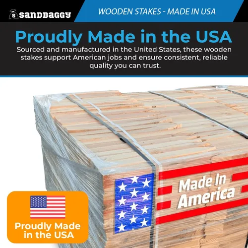 Vista 6 de Sandbaggy Estacas de madera de 48 pulgadas, fabricadas en los Estados Unidos, 2 pulgadas de grosor, resistentes para construcción, jardinería