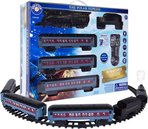 Vista 2 de Lionel El Expreso Polar Juego de Tren Batería Escala O con Control Remoto, Locomotora, Vagones de Tren y Pista con Sonidos Auténticos de Tren, Luces