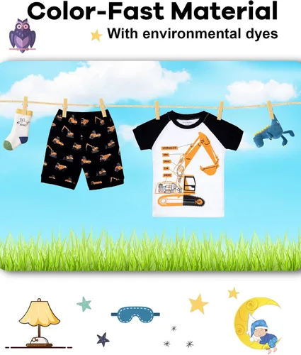 Vista 7 de DAUGHTER QUEEN - Pijama para niños de 4 piezas, conjunto corto 100 % algodón, talla 18 meses-12 años