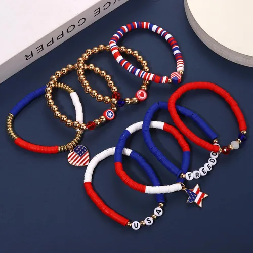 Vista 108 de Surfer Heishi - Pulseras apilables para mujer, apilables, de vinilo arcoíris, disco de arcilla, pulseras elásticas para la amistad, joyería bohemia
