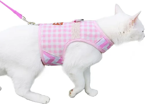 Vista 23 de Arnés y correa para gatitos para caminar, a prueba de escape, tela de malla transpirable, negro sólido, extra pequeño, chaquetas ajustables