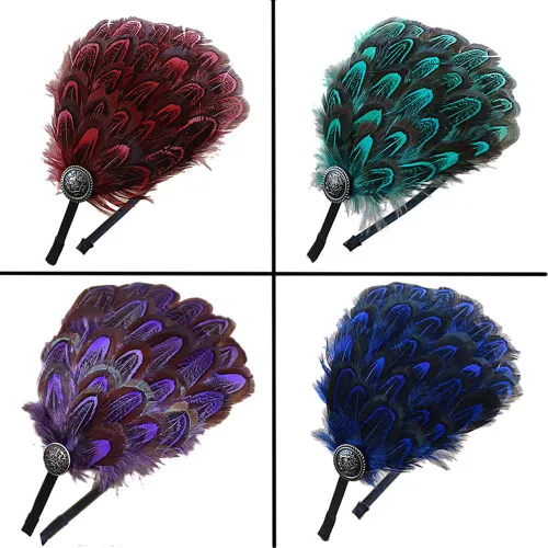 Vista 4 de Tocado para mujer, estilo vintage, con hebilla de latón, accesorio para el pelo, Azul Royal