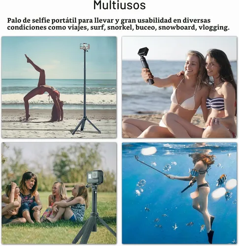 Vista 7 de GEPULY Palillo subacuático de aluminio del selfie del trípode impermeable 71 cm