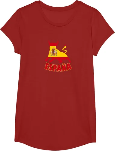 Vista 30 de Spain Espana with Bull and National Flag/Present T-Shirt Asphalt Grey
