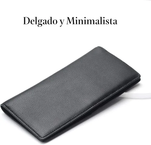 Vista 2 de Bveyzi Portamonedas de Cuero Ultra Delgadas y Finas con Bloqueo RFID para Tarjetas de Crédito, Billetera Plegable Bifold Tipo Clutch para Mujeres