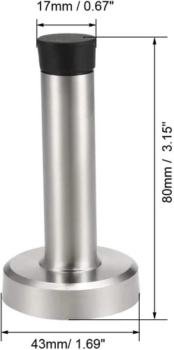 Vista 2 de uxcell Tope de puerta para amortiguar el sonido de goma parachoques protector de pared montaje 201 acero inoxidable con tornillos 3.150 in altura