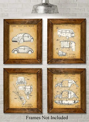 Vista 2 de Volkswagen Beetle - Juego de cuatro fotos (8 x 10) sin marco, hace una gran decoración de cueva de hombre y regalo por menos de $20