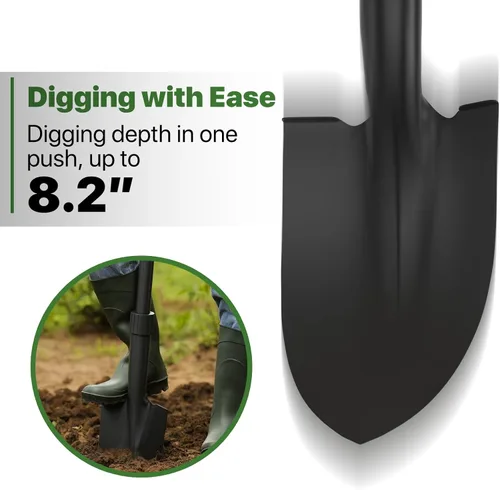 Vista 12 de Pala, palas para excavar, pala de jardín de 33 pulgadas resistente con agarre ergonómico en D, pala pequeña para camping, bordes, todoterreno, mini