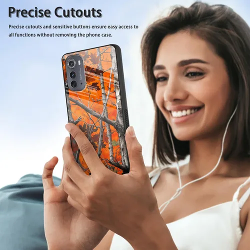 Vista 3 de Funda para Motorola Moto Edge 2022, cubierta trasera de vidrio templado con protector de pantalla, funda protectora a prueba de golpes para Motorola