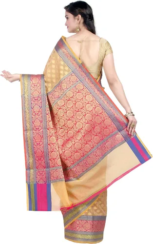 Vista 2 de Chandrakala Banarasi - Sari para mujer con blusa sin costuras (1080)