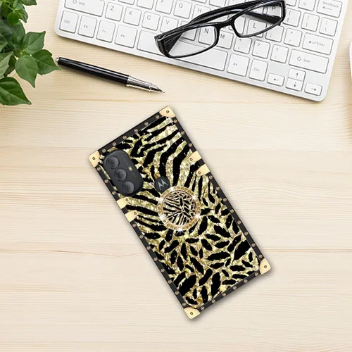 Vista 9 de Funda para teléfono Motorola G Pure 2021 / Moto G Power 2022 (6.5 pulgadas), para niñas y mujeres, con soporte de anillo, decoración de metal