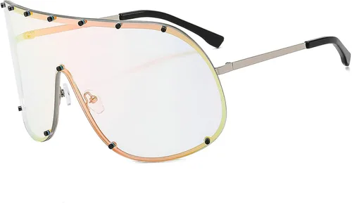 Vista 10 de Gafas de sol cuadradas de una pieza de gran tamaño para mujer, gafas de sol de lujo de moda punk, gafas al aire libre para mujer C5