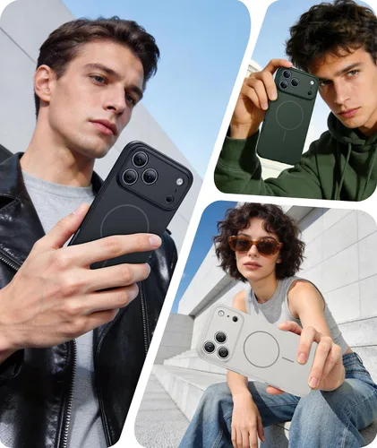 Vista 8 de FNTCASE Funda para iPhone 17 Pro: [Compatible con Magsafe] Fundas sólidas mate 17 Pro azul con protector de pantalla