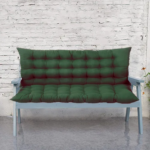 Vista 9 de Cojines de banco para columpio con respaldo, almohadillas de banco para muebles de exterior, con lazos, antideslizantes, rellenos de 2-3 plazas Negro